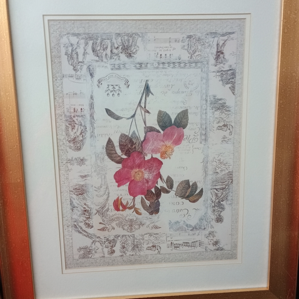 Floral Art Print with Gold Frame